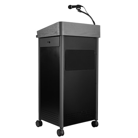 Oklahoma Sound Greystone Lectern with Sound and Wireless Tie Clip/Lavalier Mic GSL-S/LWM-6